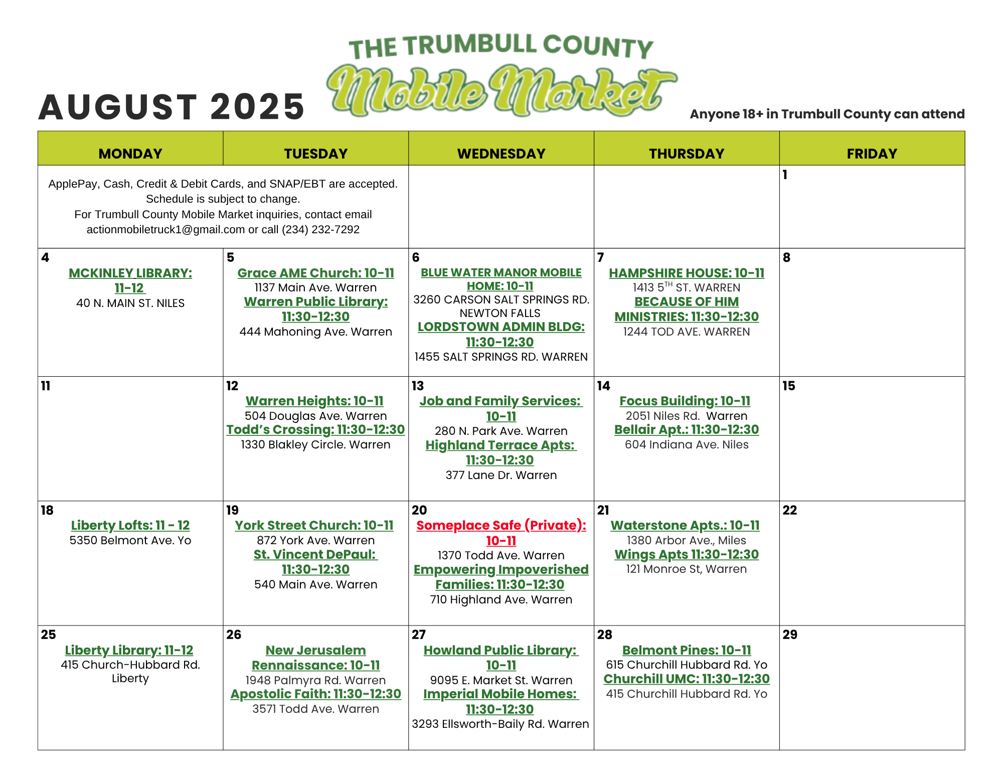 Trumbull County Mobile Market