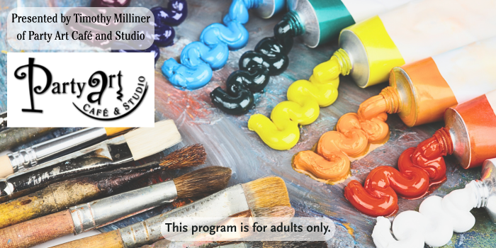 Paints and brushes.